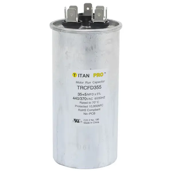 Packard TITAN PRO RUN CAPACITOR 35+5 MFD 440/370 VOLT ROUND